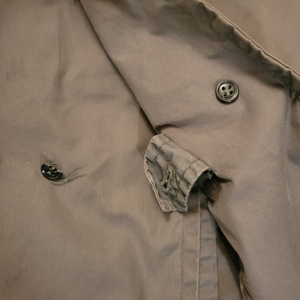 Vintage Vietnam Era US Military Army Green Quarpel Trench Raincoat 42R Gorpcore - Picture 8 of 13